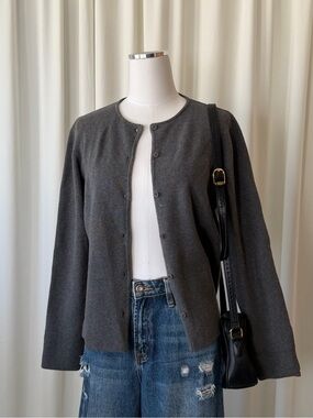 Vintage Y2K ISDA & CO Gray Knit Button Down Cardigan Sweater Medium.